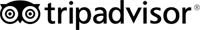 A TripAdvisor logo with its circular double-eye symbol and the word “tripadvisor” in lowercase, pixelated black text, ending with a small dot.